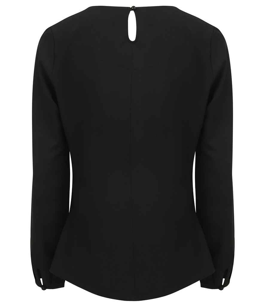Henbury Ladies Pleat Front Long Sleeve Blouse