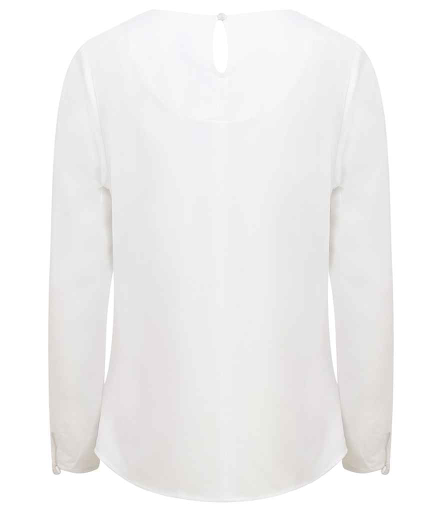 Henbury Ladies Pleat Front Long Sleeve Blouse